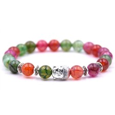 Handmade Buddha Charm Bracelet Healing Stone Beads Bracelet with Buddha Charm,