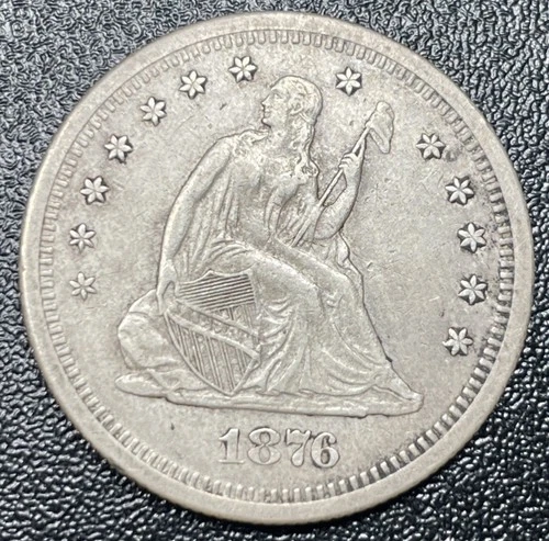 1876-S Seated Liberty Quarter 25c Better Grade Rim Ding