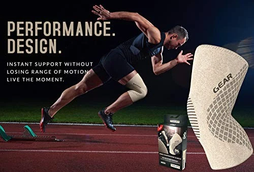 Physix Gear Knee Compressionleeve for Men & Women - Best S Beige/Black - Image 4 of 4