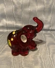 Vintage Rare Fenton  Hand Painted Ruby Red Elephant   Figurine      USA