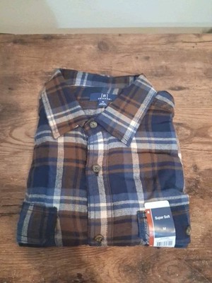 Mens George Size Medium Super Soft Long Sleeve Flannel Shirt Button Up NWT 