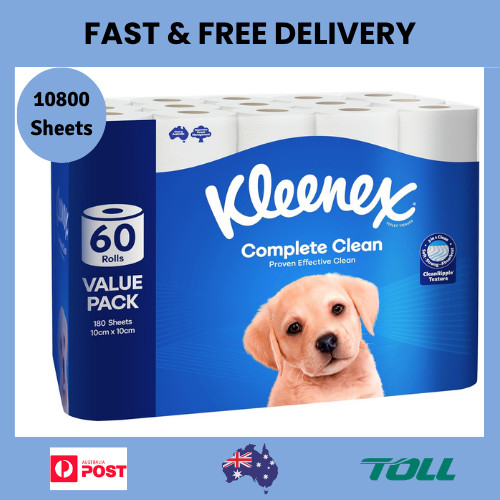 Kleenex Complete Clean Toilet Paper 60 Count (1x60 Rolls) - Packaging May Vary