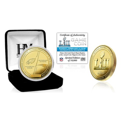 Super Bowl LII Gold Flip Coin NFL Münze 39mm, vergoldet
