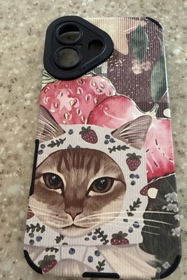 iPhone 17 Silicone Case Cat In A Babushka Fruit Print iPhone Case
