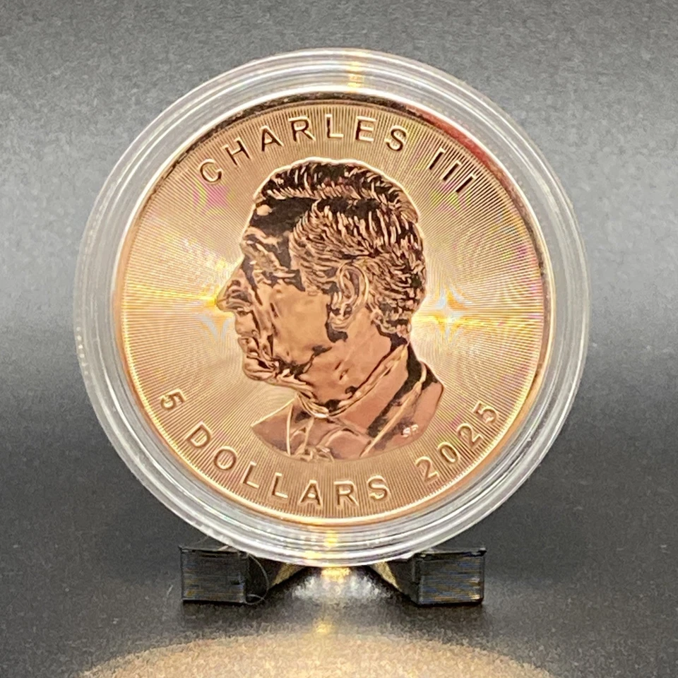 Hoja de arce de plata con joyas de Swarovski de 1 OZ “MARIPOSA NOCTURNA” - SOLO 100 HECHO Foto 2 de 4