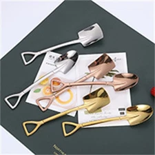 Novelty Shovel Stainless Steel Coffee Spoon Dessert Fork Ice Cream Teaspoon