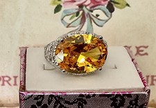 Morganite Ring - Oval Cut - Lab Created - 18x13mm Or 14.2 Ctw - .925 SS  