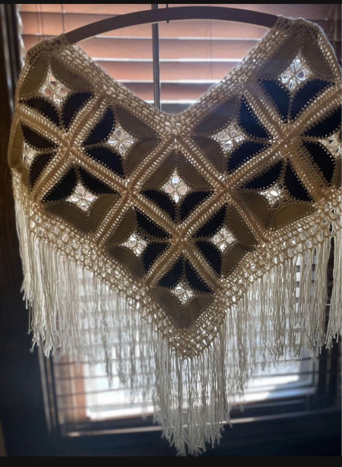 Leather Patchwork Crocheted Shaw - image 2