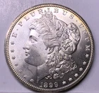 1899 O UNCIRCULATED Morgan Dollar PQ Very Choice/Gem  White Silver Gold Halo