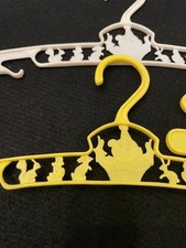 4 VNT 10" Plastic Chids Clothes hangers yellow  White circus clown cutouts