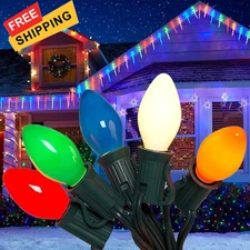 C7 Christmas Lights, 25Ft Ceramic Vintage 1 Pack-Multi-colored 
