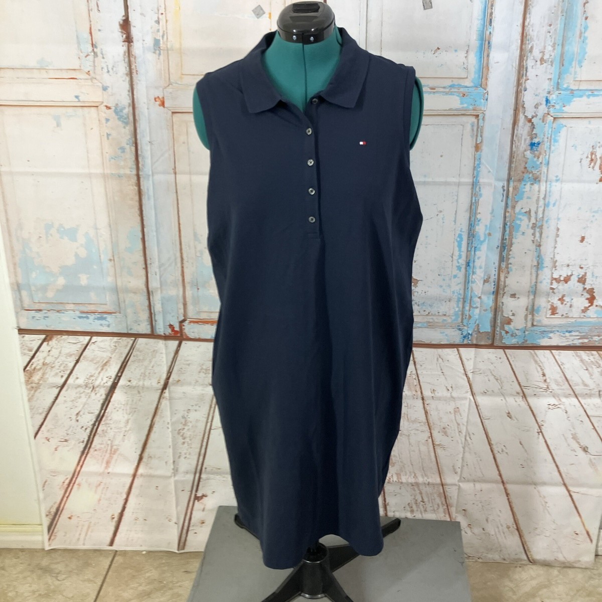 Tommy Hilfiger Cas Sleevless Polo Shirt Knit Dress Style W3ED0837 Blue NWT  | eBay