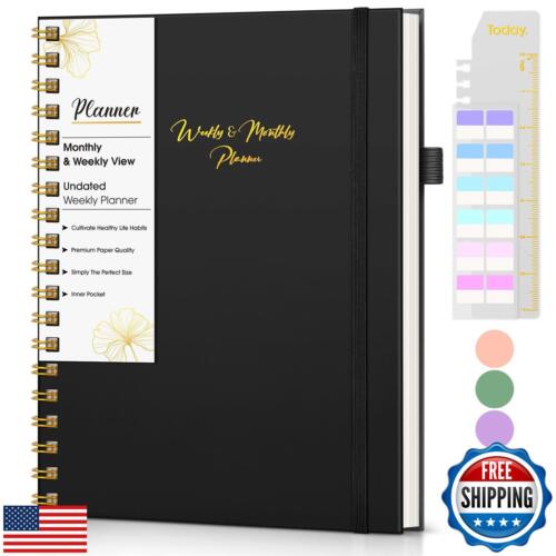 Undated Weekly and Monthly Planner, B5 Large Weekly To Do List Notebook with
