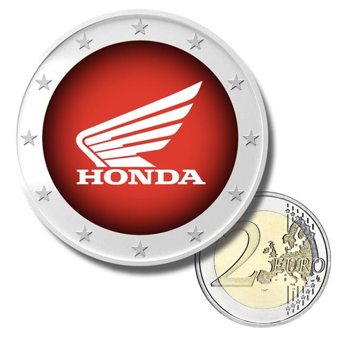 2 Euro Coloured Coin Set of 5 Car Brands - Ford Fiat BMW Porsche Honda in a Box - Picture 7 of 9