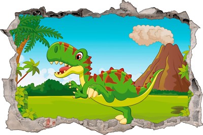 3D Hole in Wall Dinosaur T Rex Wall Art Sticker Decal Print SW48 | eBay UK