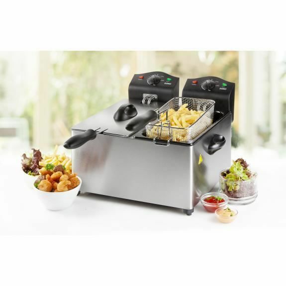 Friteuse double à deux thermostats séparés et double voyant de chauffe