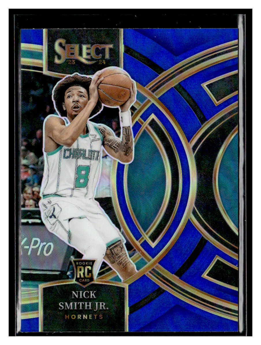 2023-24 Panini Select #119 Nick Smith Jr Premier Blue Silver Prizm RC Hornets