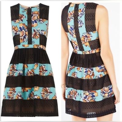 BCBGMaxAzria Black and light blue Lace Dress size size 6 | eBay