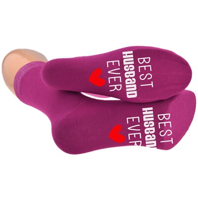 Best Husband Ever Sole Print Cranberry Socken UK 5-12