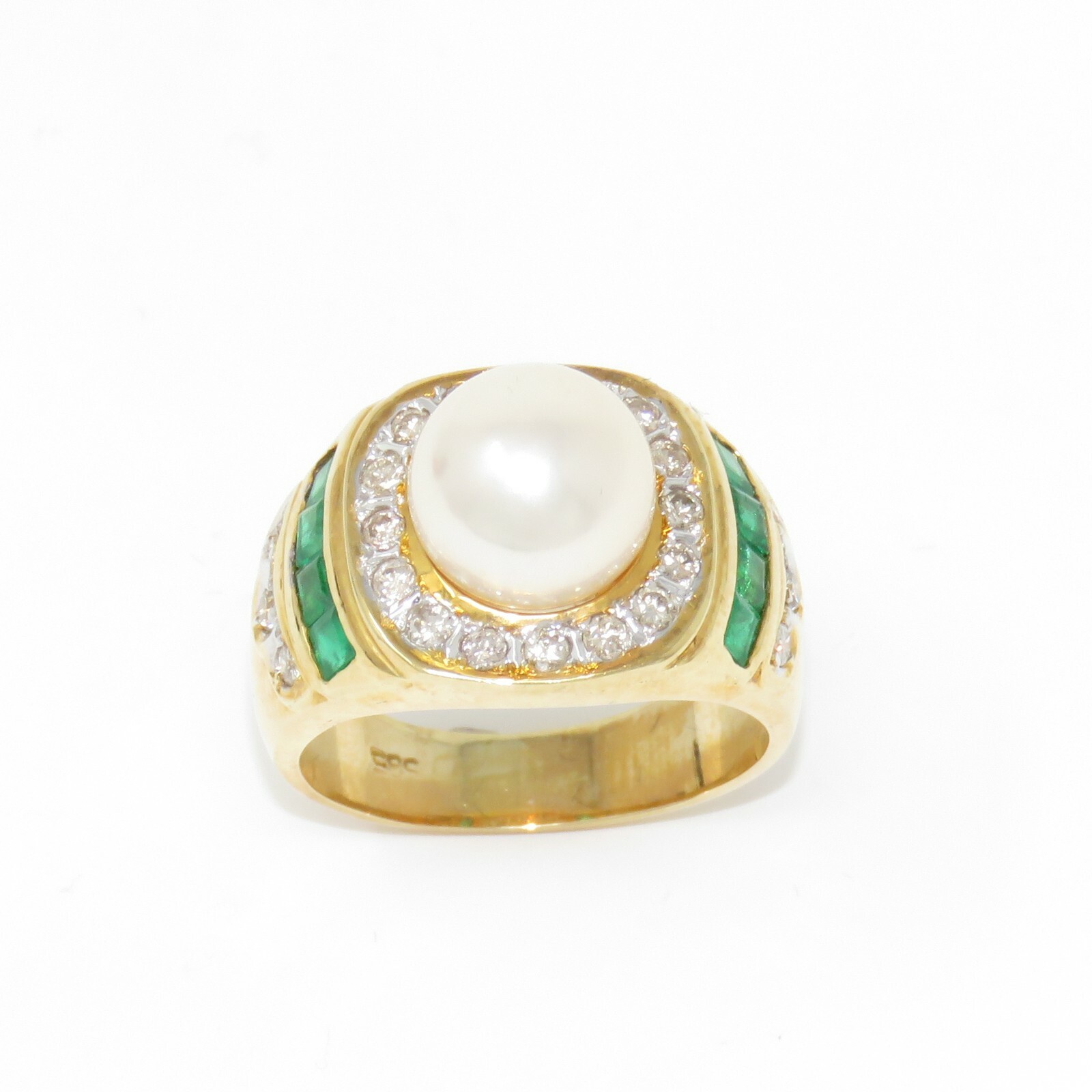 NYJEWEL 14K Yellow Gold Natural Emerald Diamond P… - image 1