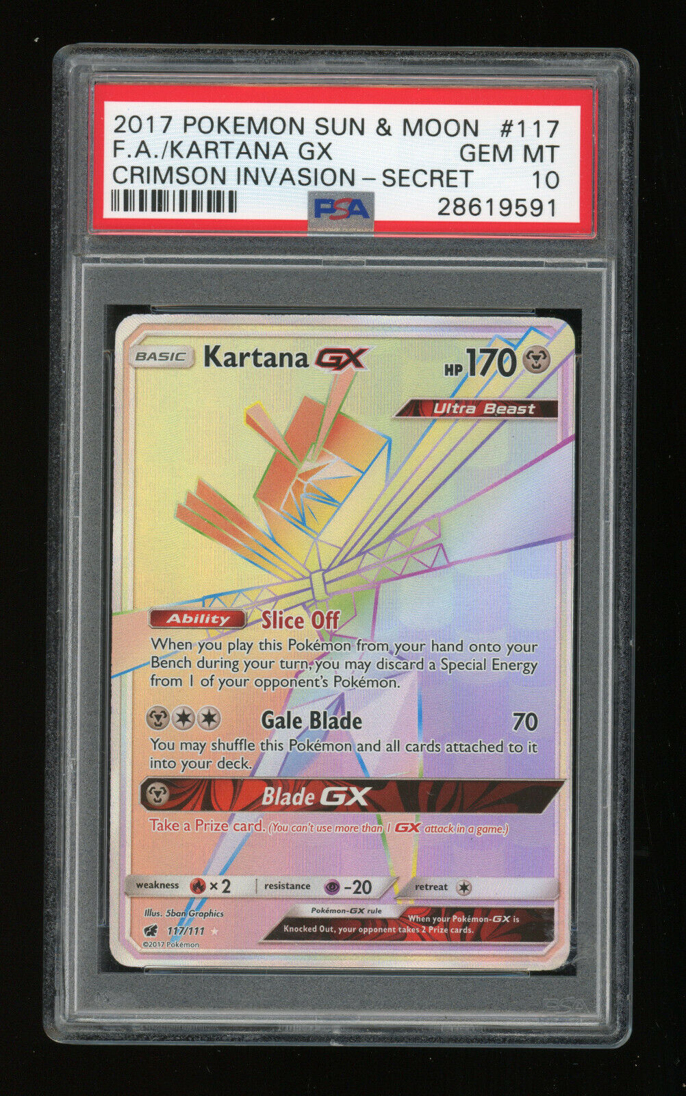 Pokémon Kartana GX Rainbow Rare Mint Condition