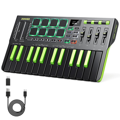 🎹 Donner USB-C MIDI Keyboard DJ Controller OLED 25 Key 8 Drum