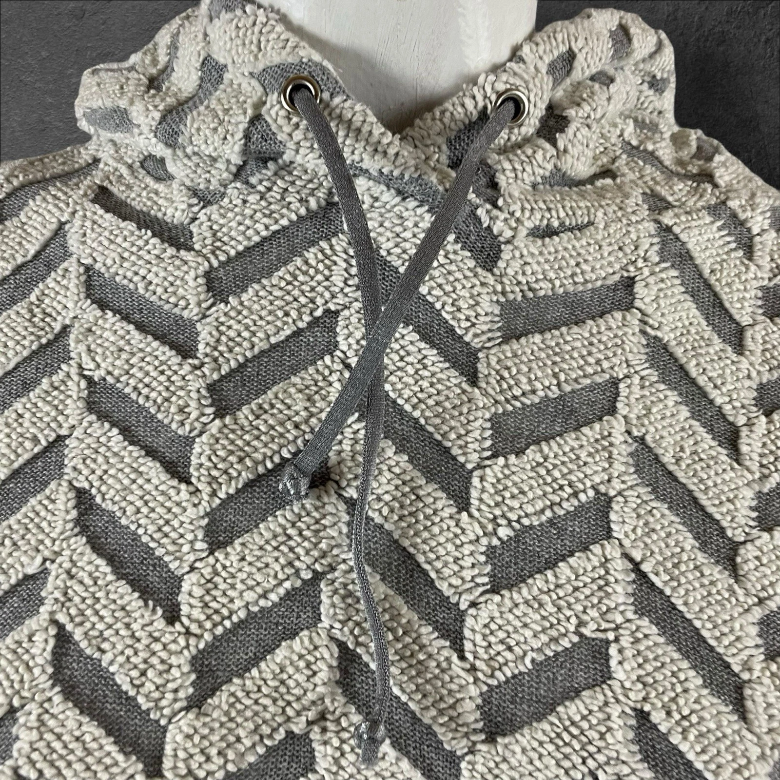 OFF WHITE Felpa Koral donna XS Friley con cappuccio spina di pesce vita testurizzata cinch T160