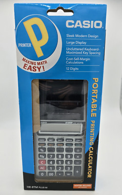 NOB - Casio HR-8TM PLUS-W Handheld Portable Printing Calculator- Battery and PW