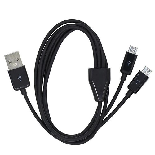 USB 2.0 A to Dual Micro 5Pin Data Charging Cable Y Splitter | Male to Male 1m - Picture 7 of 8