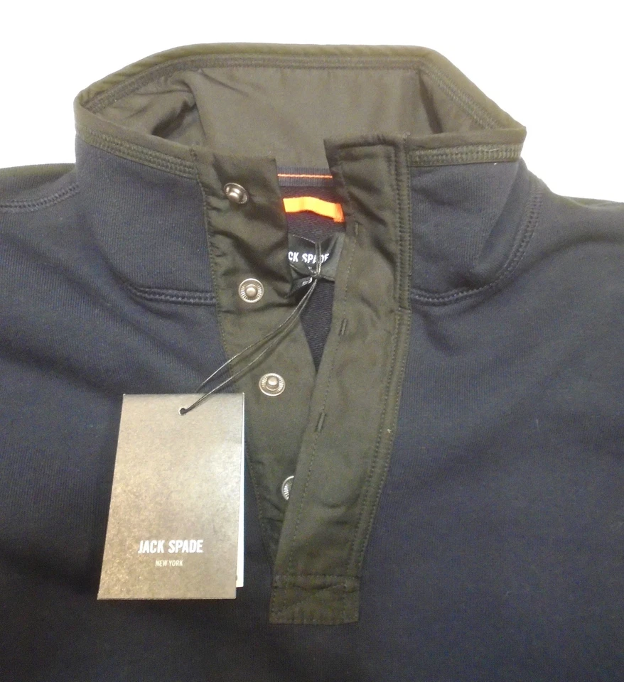 Jack Spade Cotton Blend Half-button Sweater Sweatshirt NWT Small $148 Navy - Image 2 of 4