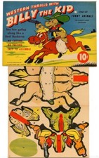 Billy The Kid Paper Toy 1940's  Envelope NM, Punch out VF  7" x 10"