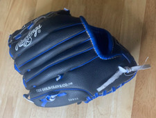 Rawlings PL10BBR Player Series 10  Baseball T Ball Youth Glove RHT Black  Blue