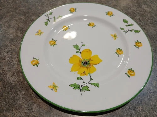 Vintage Royal Victoria Fine Bone-China Plate England Yellow Dogwood Flowers 8"