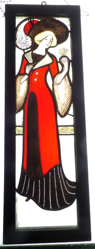Bleiverglasung Fensterbild Jugendstil Glasmalerei / Ätzung "elegante Dame" - Bild 7 von 19