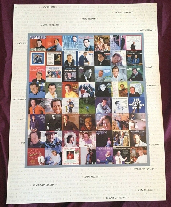 Vtg ANDY WILLIAMS On Record Poster RARE Fan Club COA VInyl Lp Album Image 90's