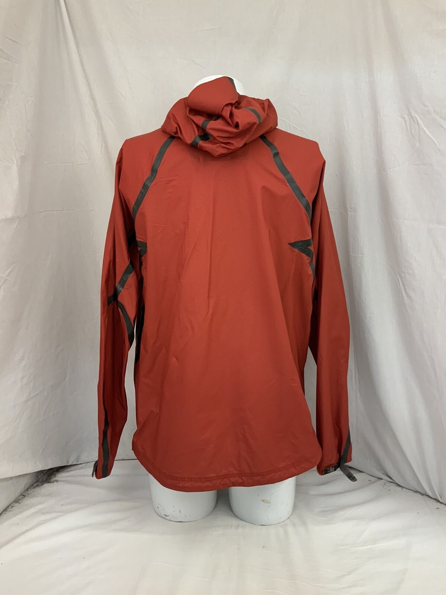 REI Jacket L Red Full Zip Nylon Poly Hood Water Wind Resistant YGI