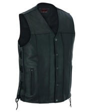Men's biker vest Motorcycle Leather Vest With Side laces and Tall Design