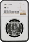 1964-D  KENNEDY  US Half Dollar,   MS65 by NGC,   a SUPERB looking coin!!!!