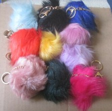 Faux Fur POM POM Ball keyring key chain keychain clip-on, Color Choice listing