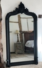Gothic Large Matt Black French Arch Period Over mantle Wall Leaner Mirror 5ft