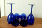 Vintage Set of 4 Pier 1 Cobalt Blue 8" Stemmed Water Goblets Glasses — photo 5