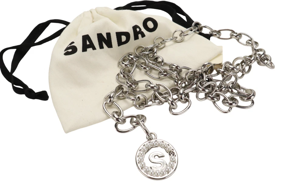 Cintura Sandro Donna Taglia Unica Catena In Tonalità Argento Con Fibbia Perline - Immagine 2 di 4