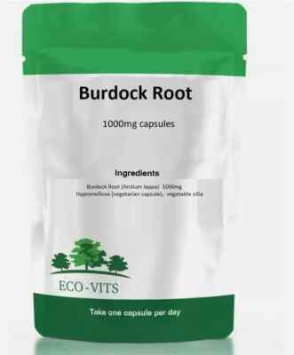 Eco-Vits: Klettenwurzel 1000mg Kapseln - Unterstützung der Entgiftung & Verdauung Gesundheit