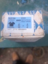 5 X 3/4”x 6 Box Of 200 SLOTTED BLACK JAPANNED WOOD SCREWS VINTAGE NETTLEFOLDS