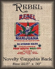 Rebel Brand Deep South Weed Co Novelty Marijuana Cannabis Burlap Sack Feed Bag