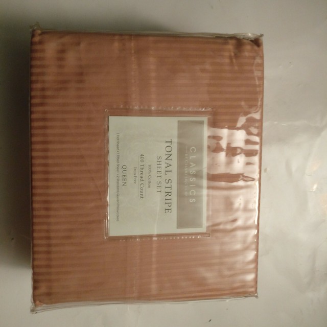 Charter Club Classics Tonal Stripe 400 Thread Count Queen Sheet Set 
