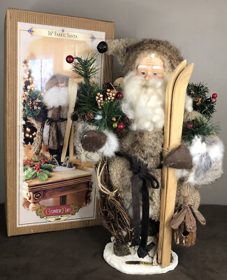 GRANDEUR NOEL Collectors Edition 2000 16 FABRIC SANTA Christmas Skis Decor
