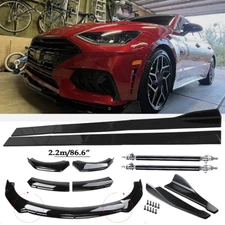 Front Bumper Lip Spoiler Side Skirts Rear Lip For Hyundai Sonata Glossy Black