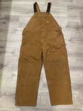 Carhartt R06 211 Sandstone Duck Overalls Men's 44x30 Brown Double Knee 2012
