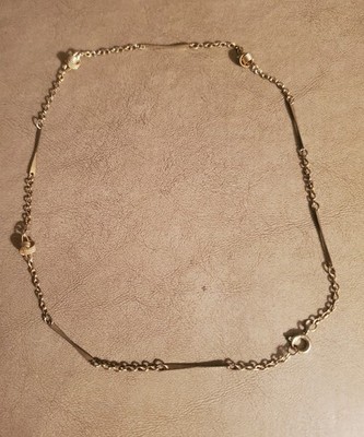Gold-Tone Vintage Chain Necklace Featuring Alternating Bar Links And Delicate...